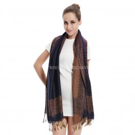 Border Pattern Pashmina PL0304 Dark Indigo