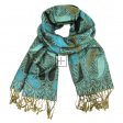 Luxurious Paisley Pashmina PL56-10 Blue Black