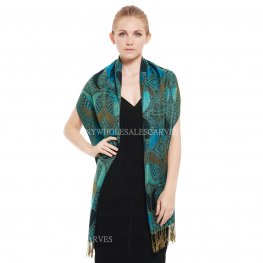 Luxurious Paisley Pashmina PL56-10 Blue Black