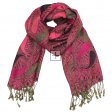 Luxurious Paisley Pashmina PL56-17 Hot Pink Olive