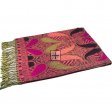 Luxurious Paisley Pashmina PL56-17 Hot Pink Olive