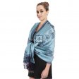 Two Tone Rose Pashmina 5406 SkyBlue/Black