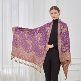 NEW GORGEOUS PAISLEY PASHMINA 82315N PURPLE