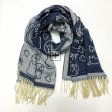 Reversible Puppy Print Cashmere Feel Shawl SF23153-5 Navy