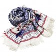 Speckle & Border Pattern Blanket Scarf YZ60 Navy