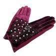 Elegant velvet ladies gloves with pearl 201737 (5 Colors 1 Doz)