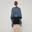 SF231432 Knitted Mohair Shawl with Pearls:Denim Blue