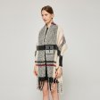 Stylish Plaid Mohair Shawl: Ivory Multi SF231441