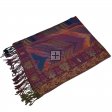 Luxury Metallic Feather Pashmina SF33144-1:Burgundy Multi