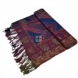 Luxury Metallic Feather Pashmina SF33144-1:Burgundy Multi