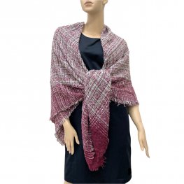 Cozy Check Blanket Shawl WT167 Burgundy