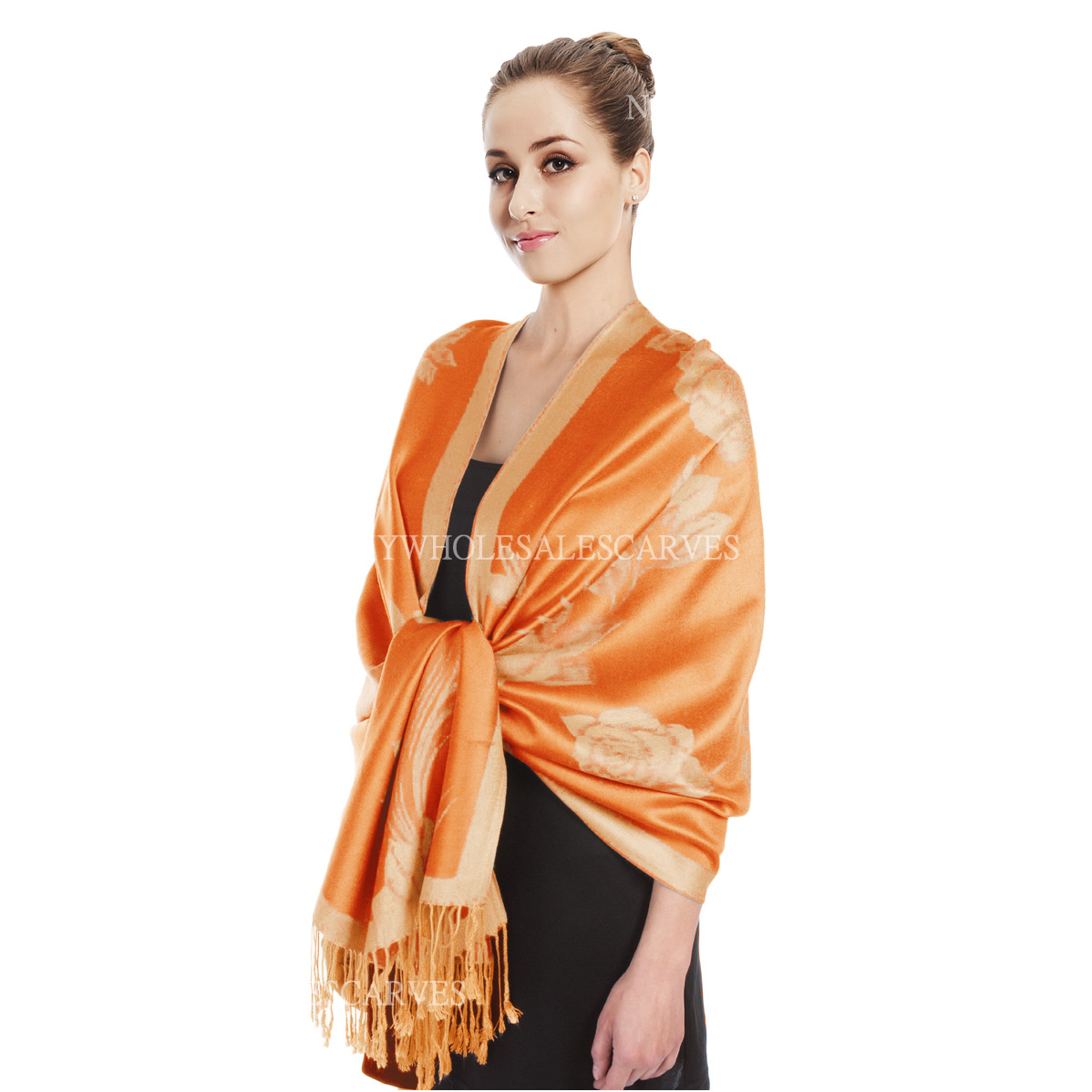 Two Tone Rose Pashmina 5417 Orange