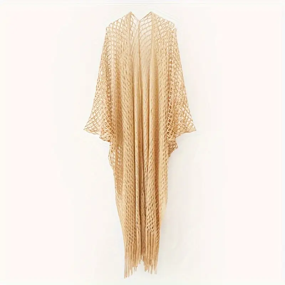 Metallic Sparkling Fishnet Oblong Kimono LB01001:Gold