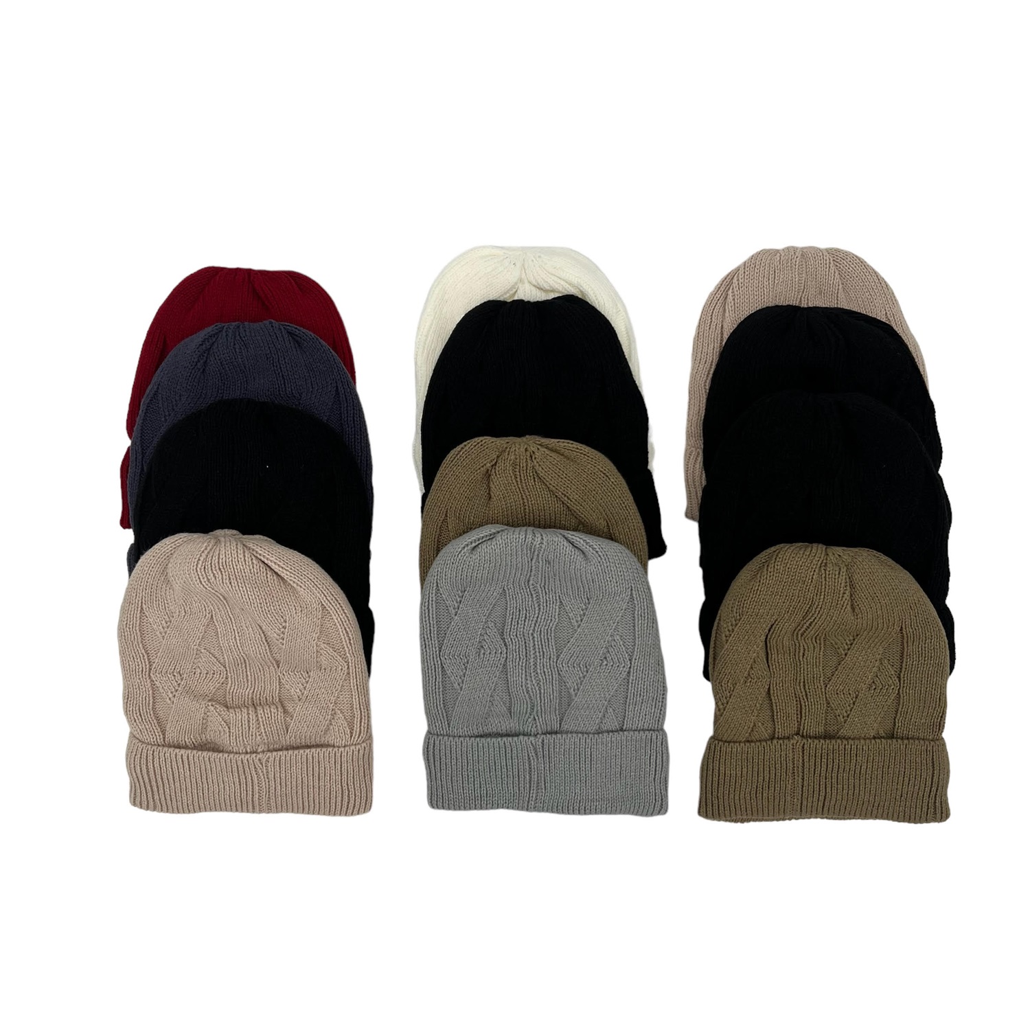 Cable knit Fleece lined Hats ST6913 (7 COLORS 1 Doz)