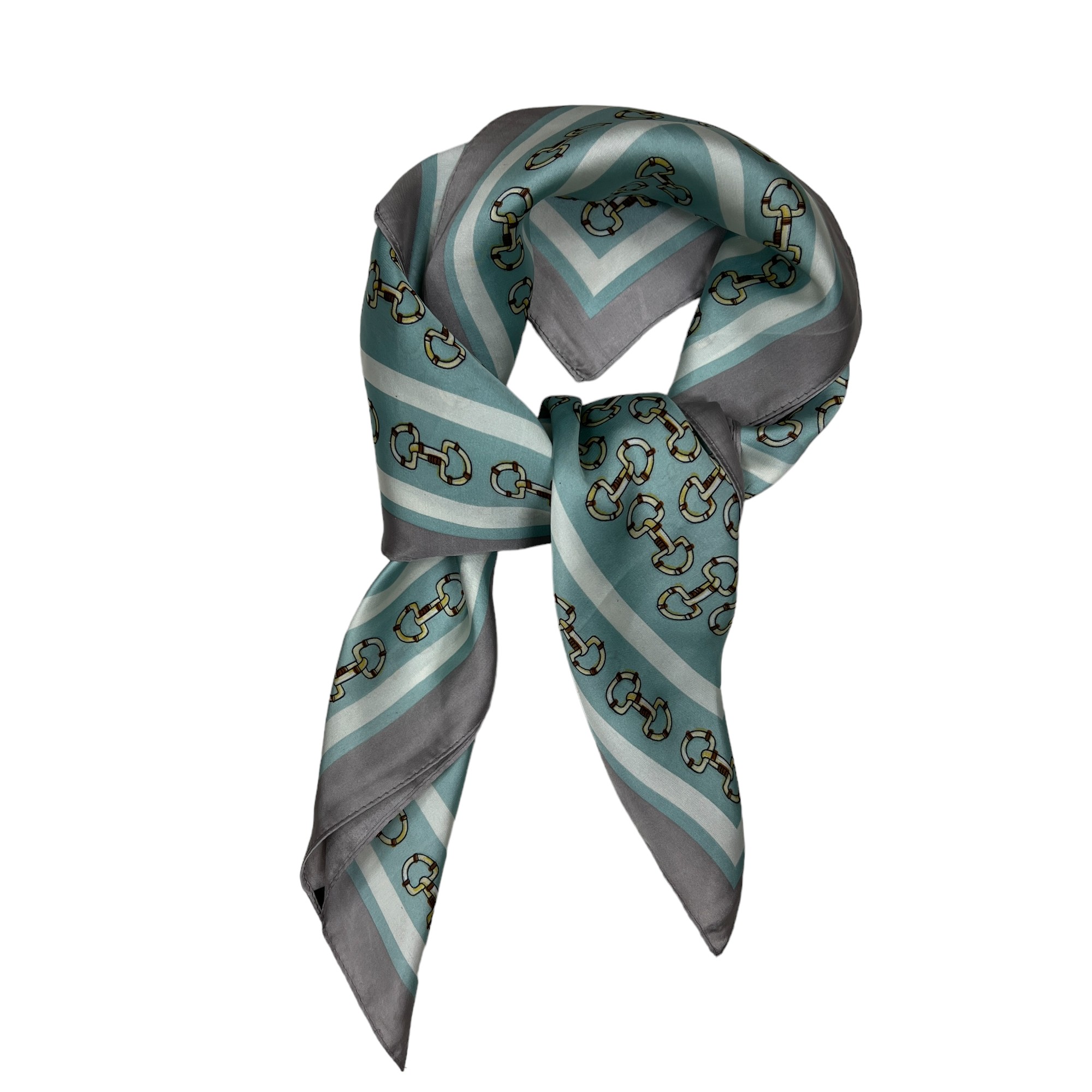 Satin Horsebit Print Scarf LR2036-3 Turquoise