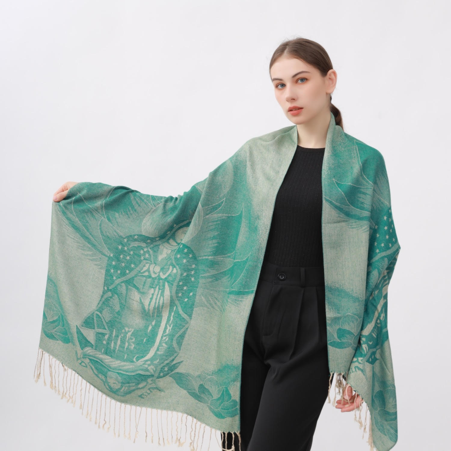 Virgin Mary Pashmina NY23202-2 Green