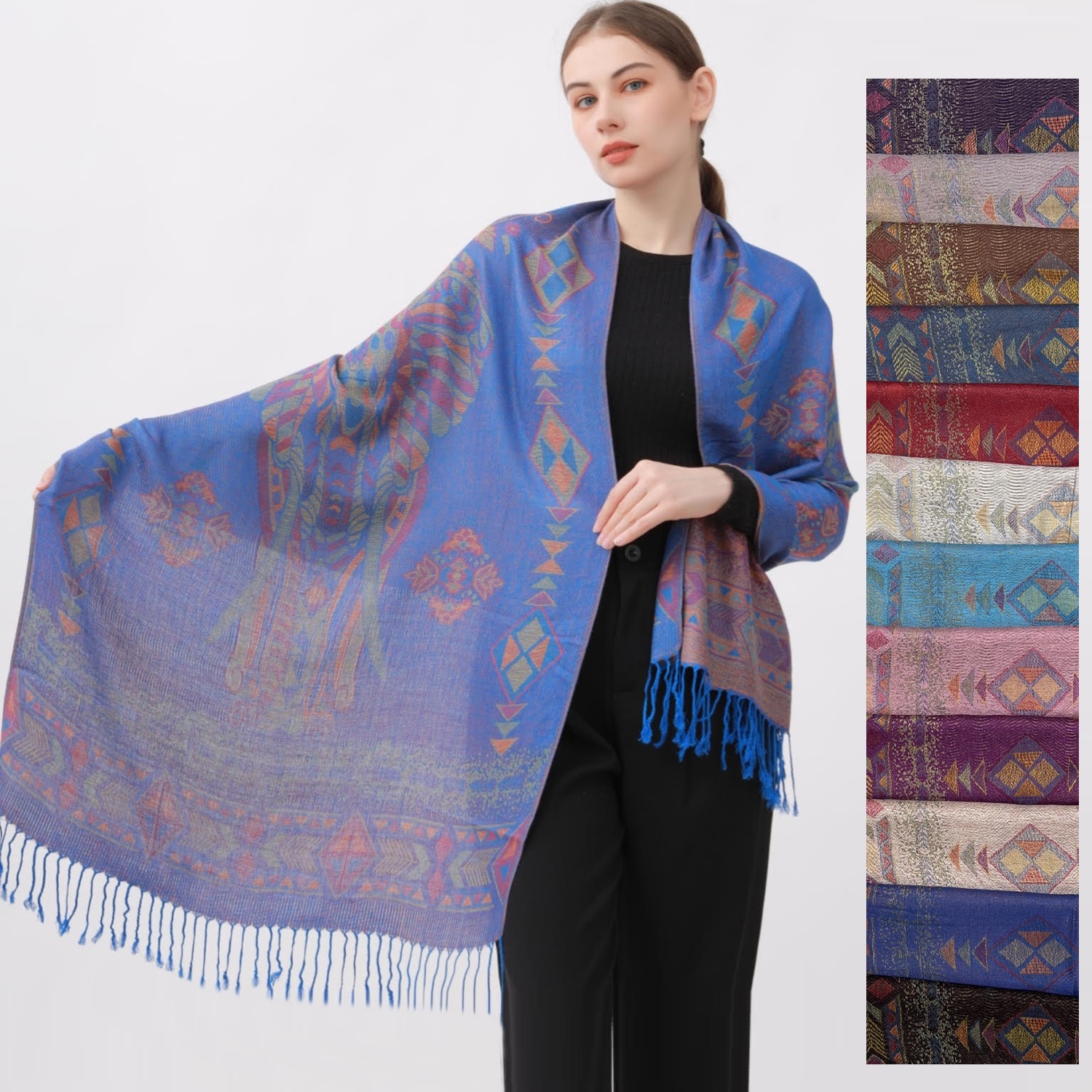 Geometric Giant Elephant Pashmina NY23205 (12 Colors, 1dz)