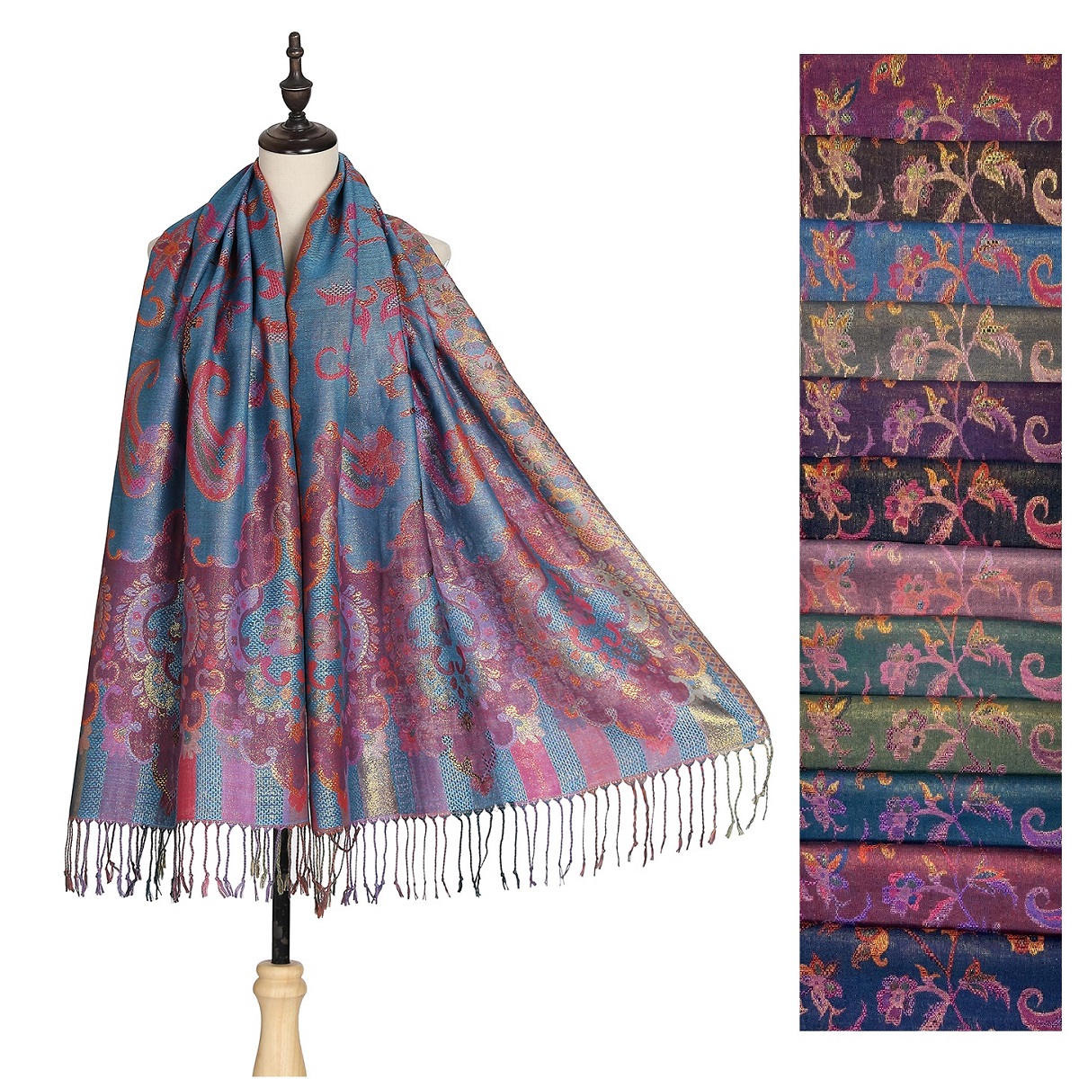 Luxurious Metallic Floral Pashmina SF23133 ( 12COLORS, 1DZ)