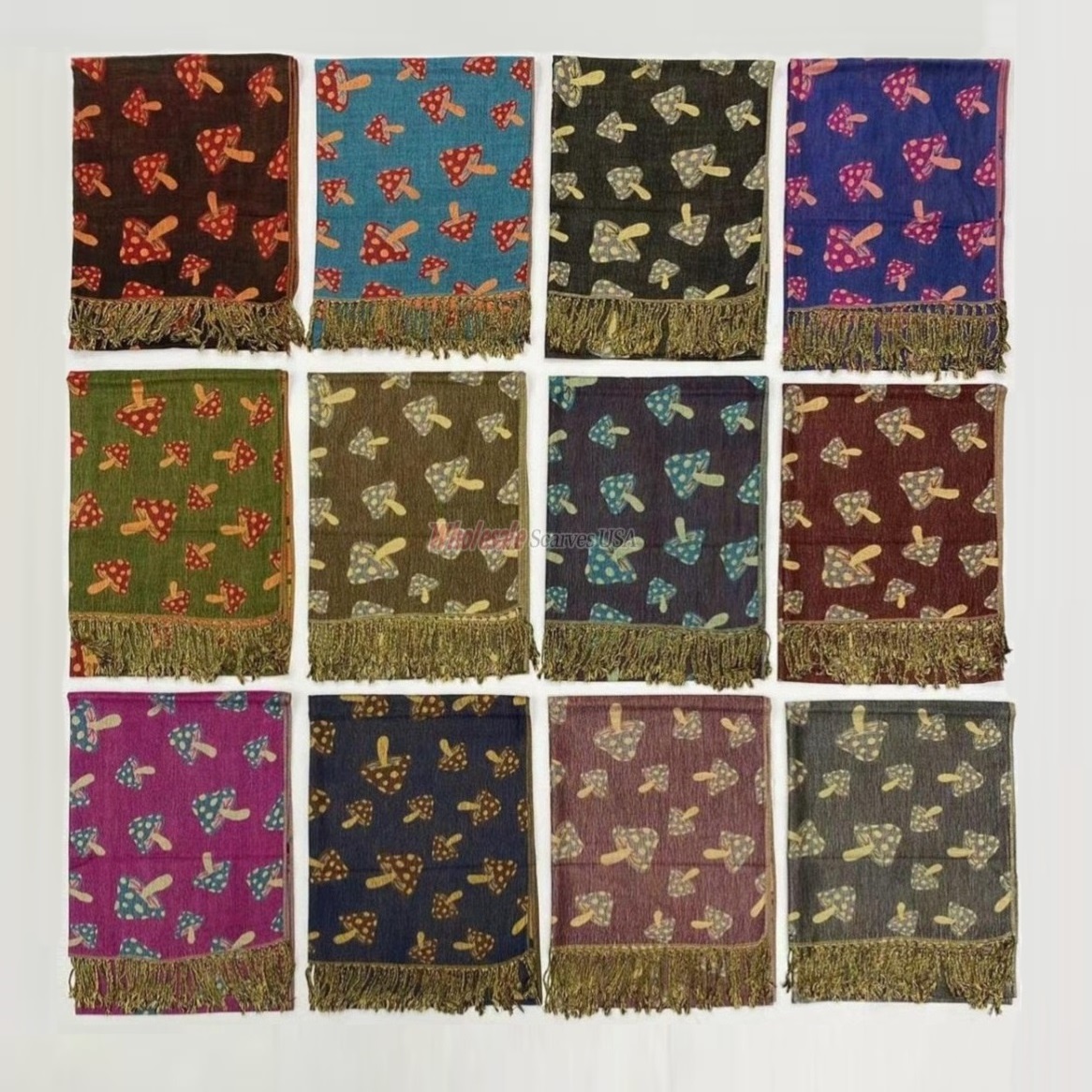 Mushroom Pattern Pashmina SF23164 (12 Colors 1DZ)