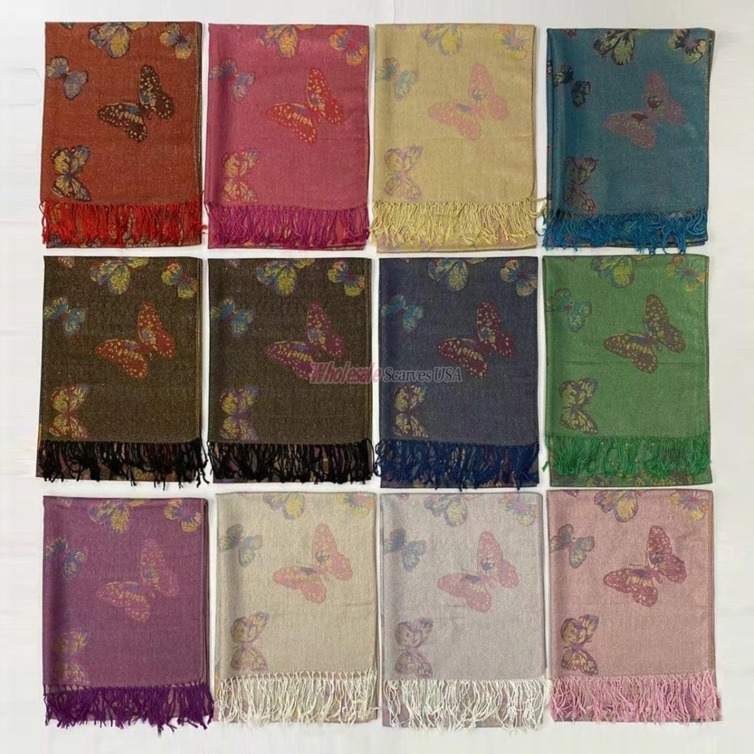 Metallic Butterfly Pashmina SF23157 (12COLORS, 1DZ)