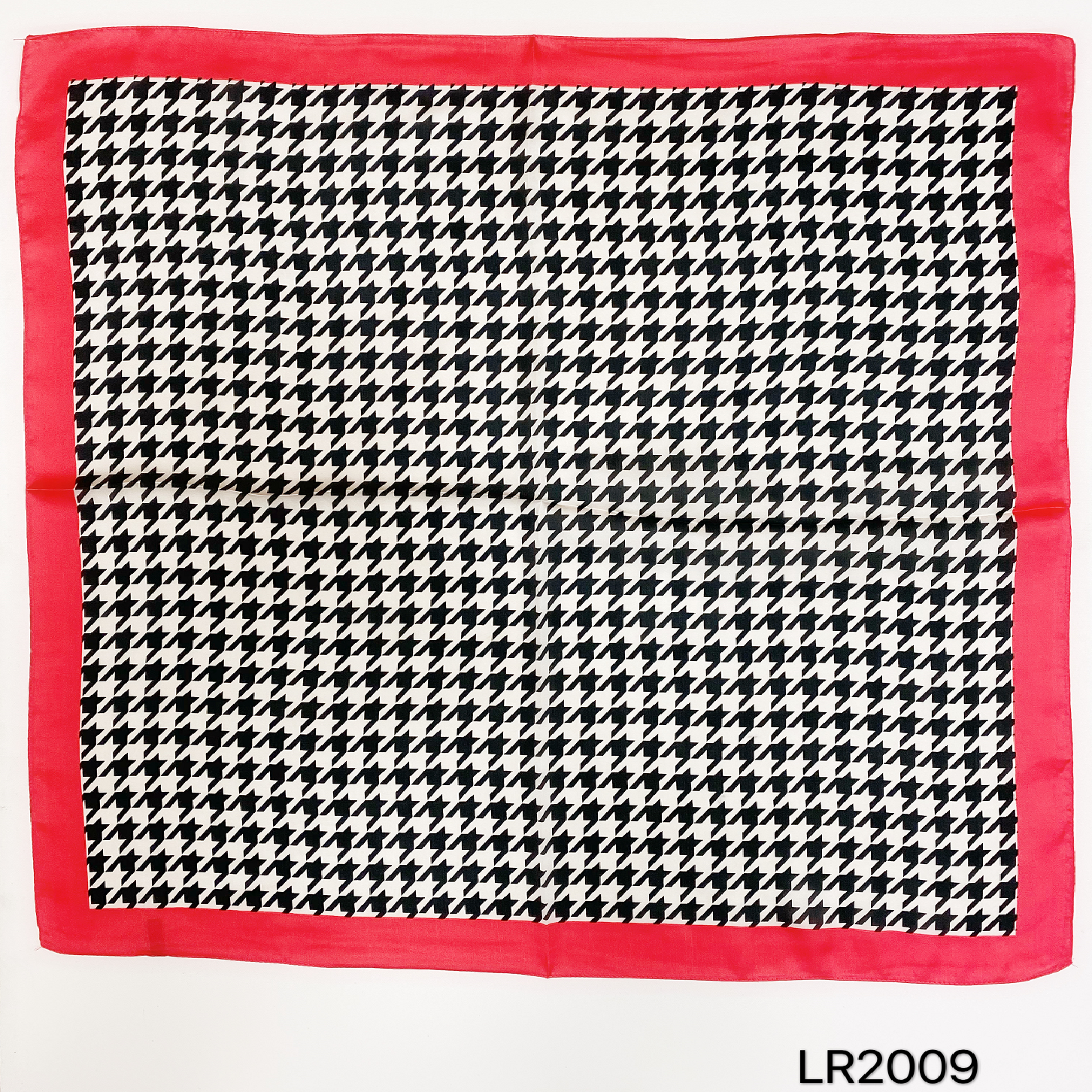 Satin Houndstooth Scarf LR2009 Black/White/Red