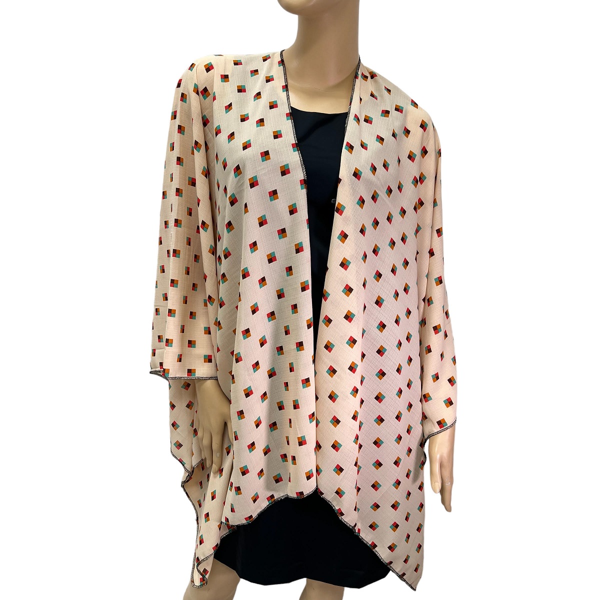 Peach Check Pattern Kimono HR23021-35