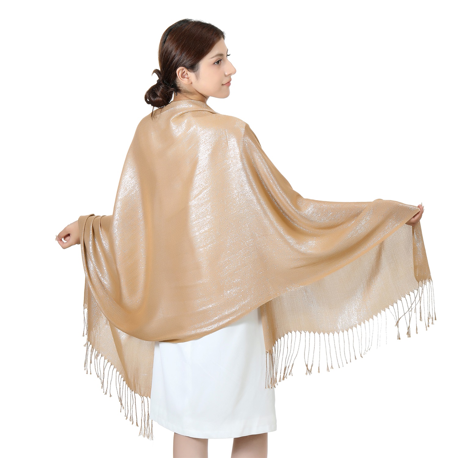 Sparkling Metallic Pashmina HY46001-04 Pink gold