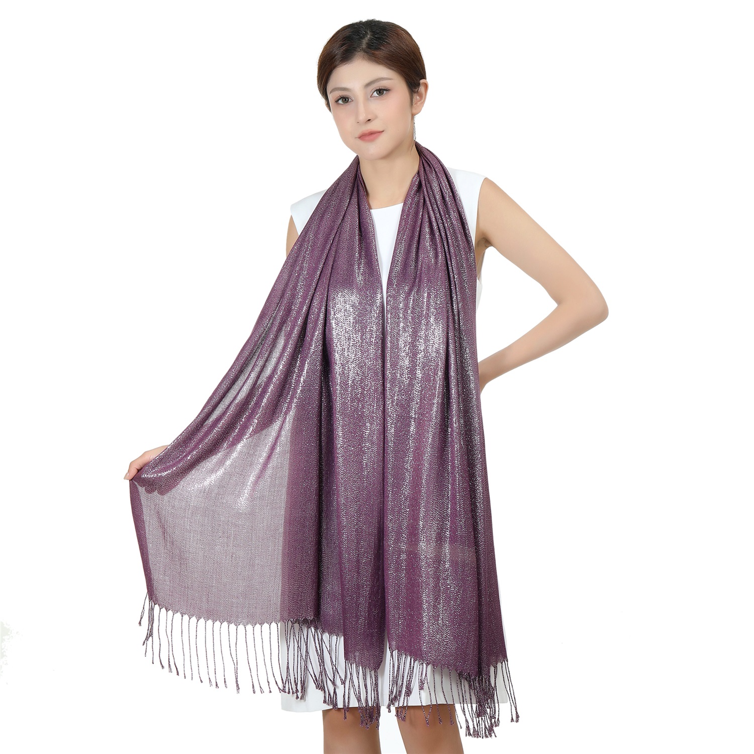 Sparkling Metallic Pashmina HY46001-06 Purple