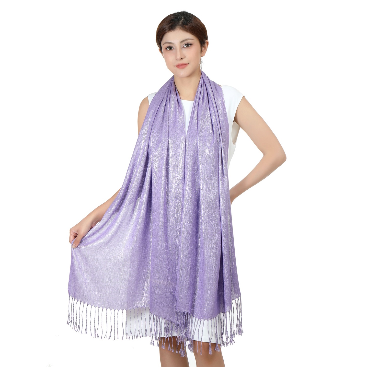 Sparkling Metallic Pashmina HY46001-11 Lavender