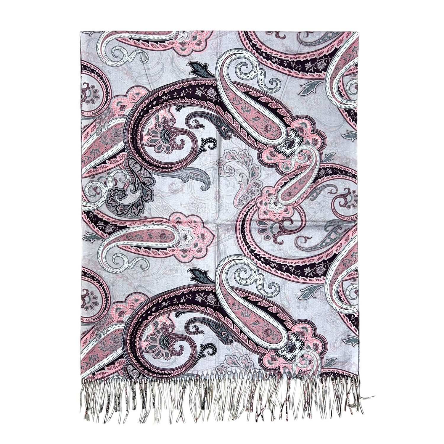 Reversible Pink Paisley Print Shawl HY46002-09