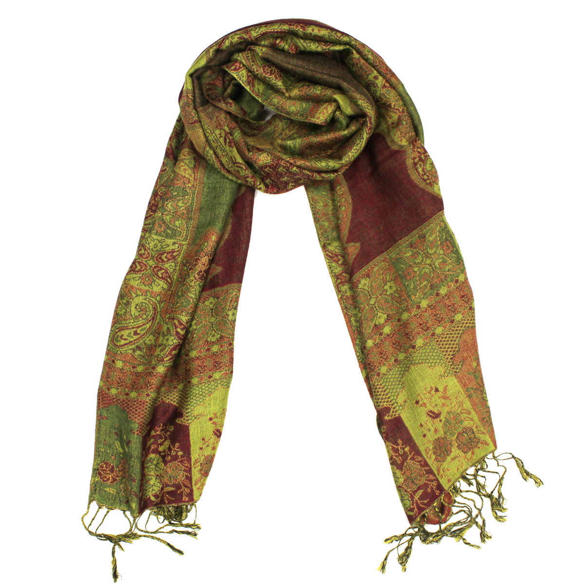 Indian Paisley Pashmina IPB11 Green Red [IPB11] - $5.10 : Wholesale ...