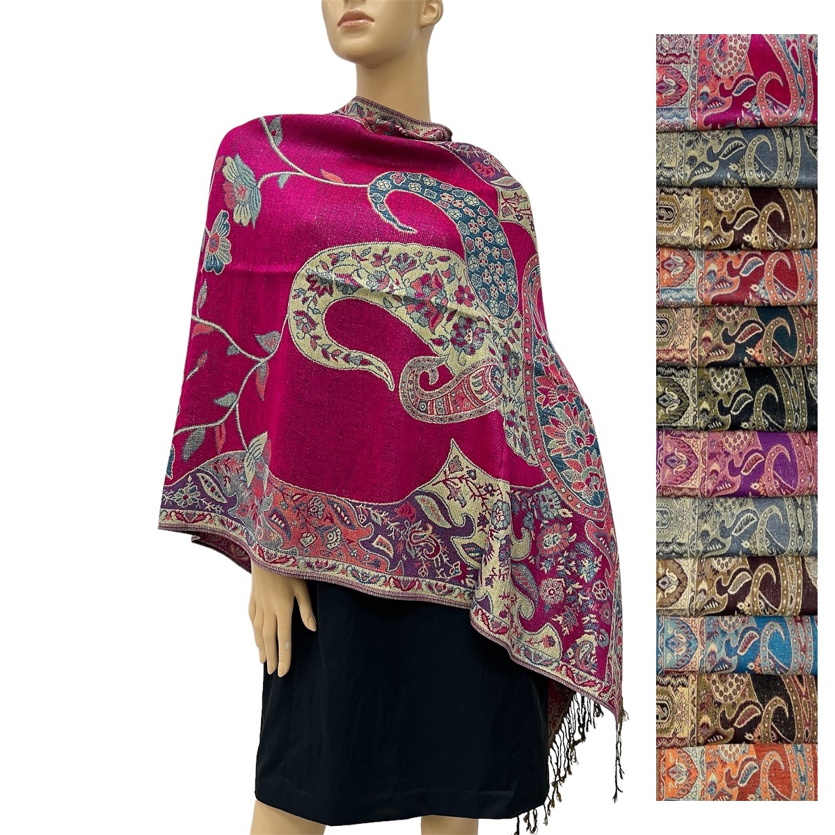 METALLIC FLORAL PASHMINA JB123 (10 COLORS , 1DZ )