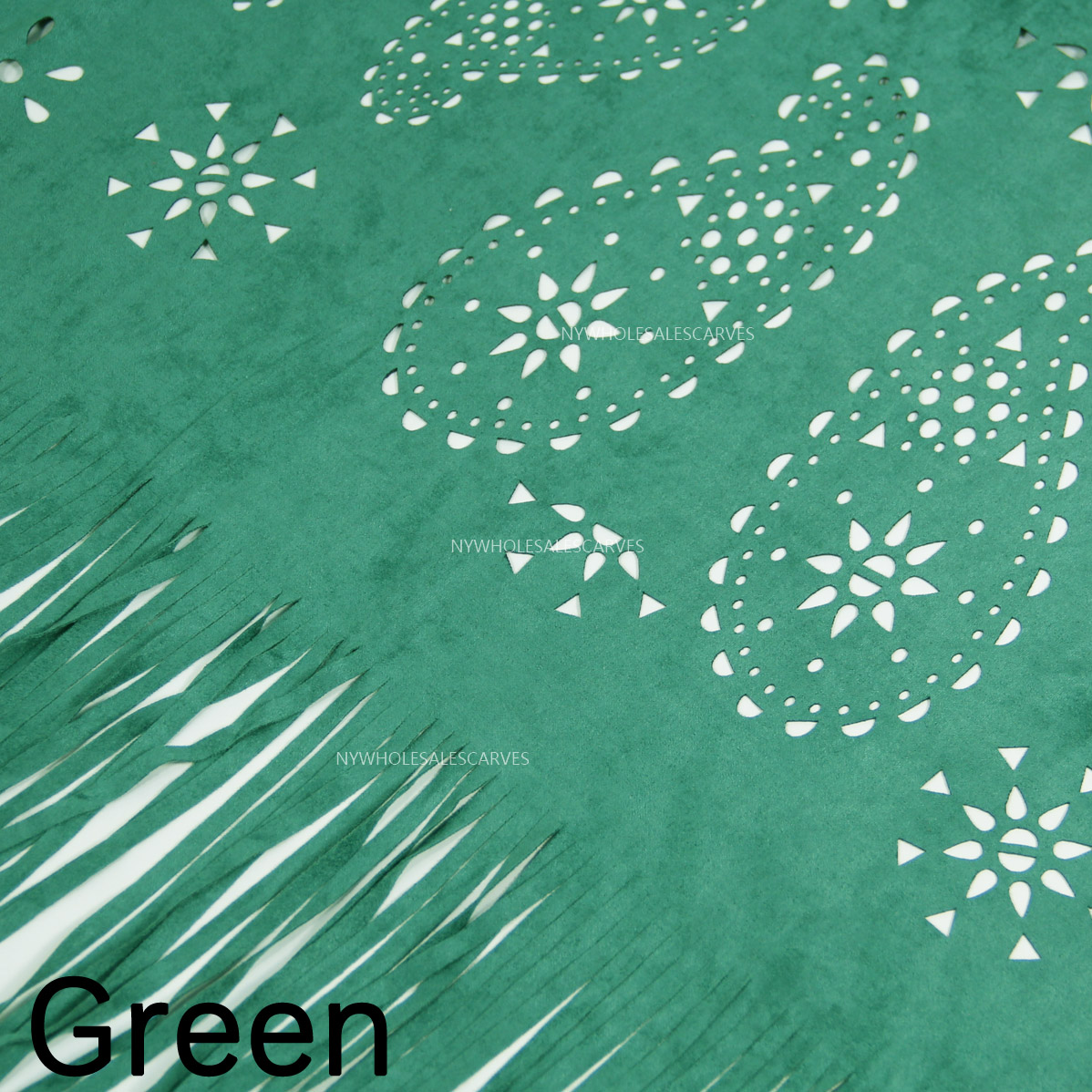 Micro Suede Paisley Laser Cut Poncho Wrap JS4004 Green