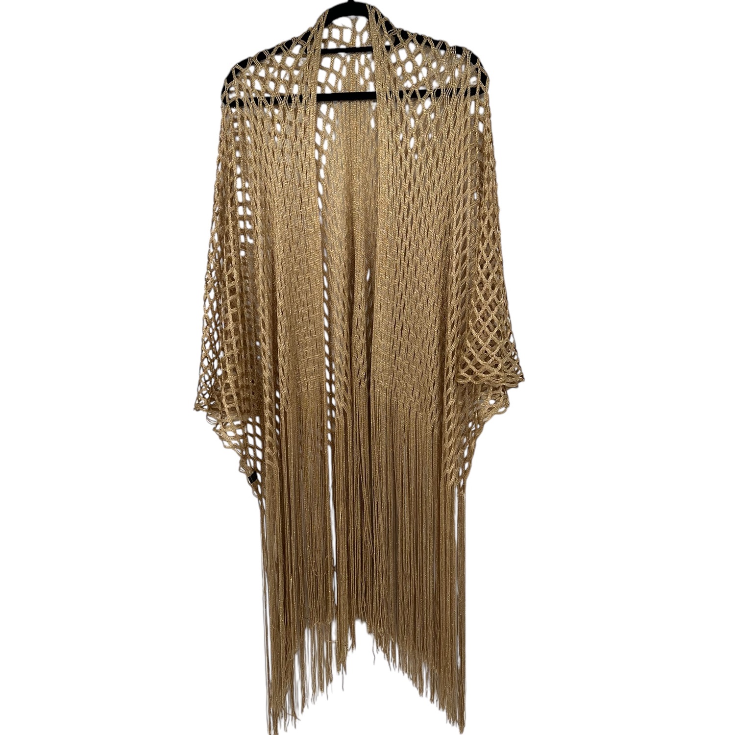 Metallic Sparkling Fishnet Oblong Kimono LB01002:Gold