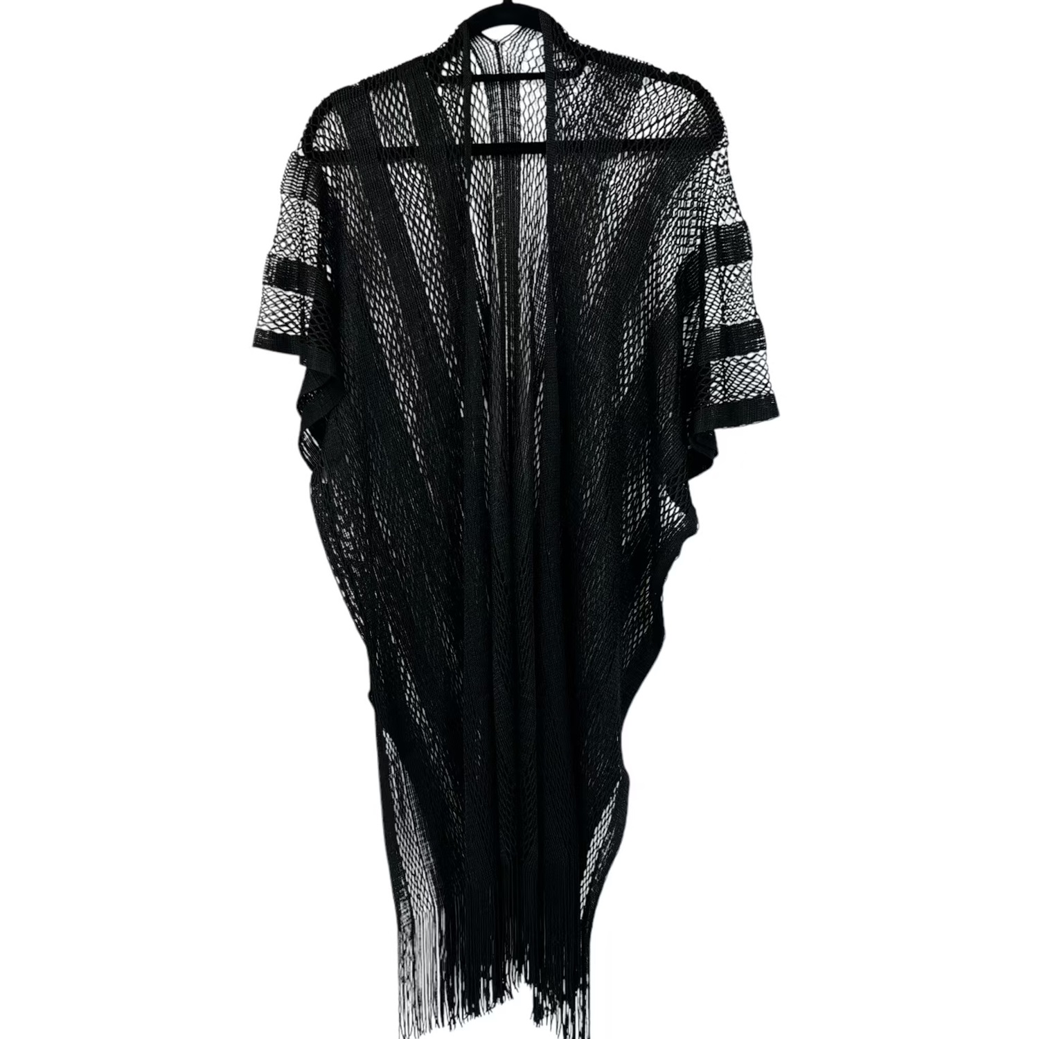 Elegant Design Open Front Party Kimono with Tassel LB01003:Black