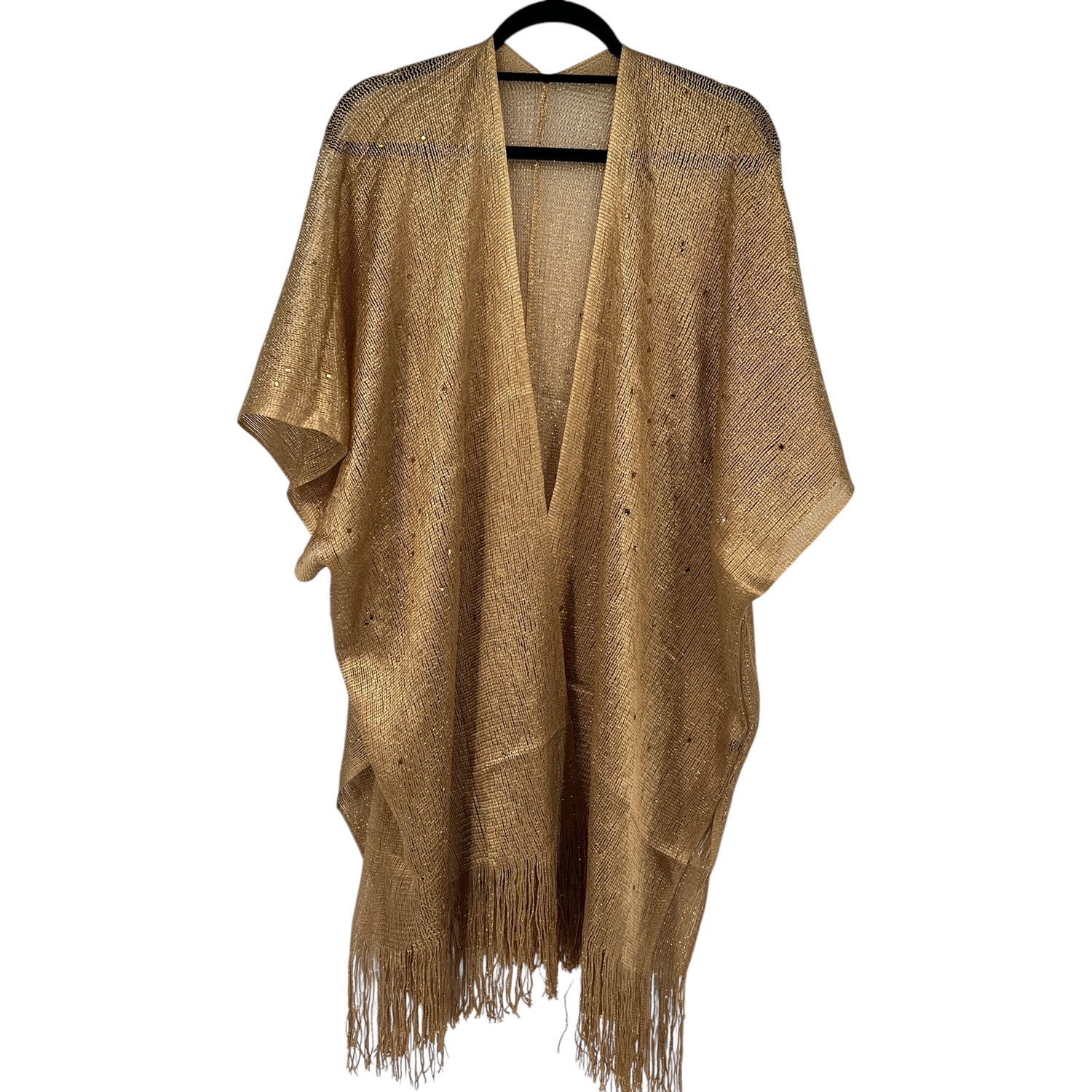 Gold Metallic Open Front Party Poncho with Rhinestone LB01004