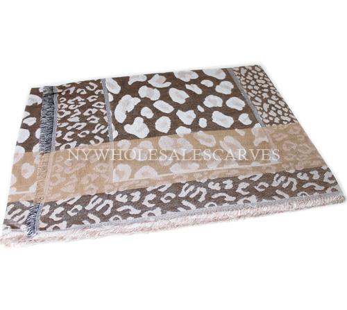 Double Layer Graphic Leopard Print Pashmina #6703 Color:Brown