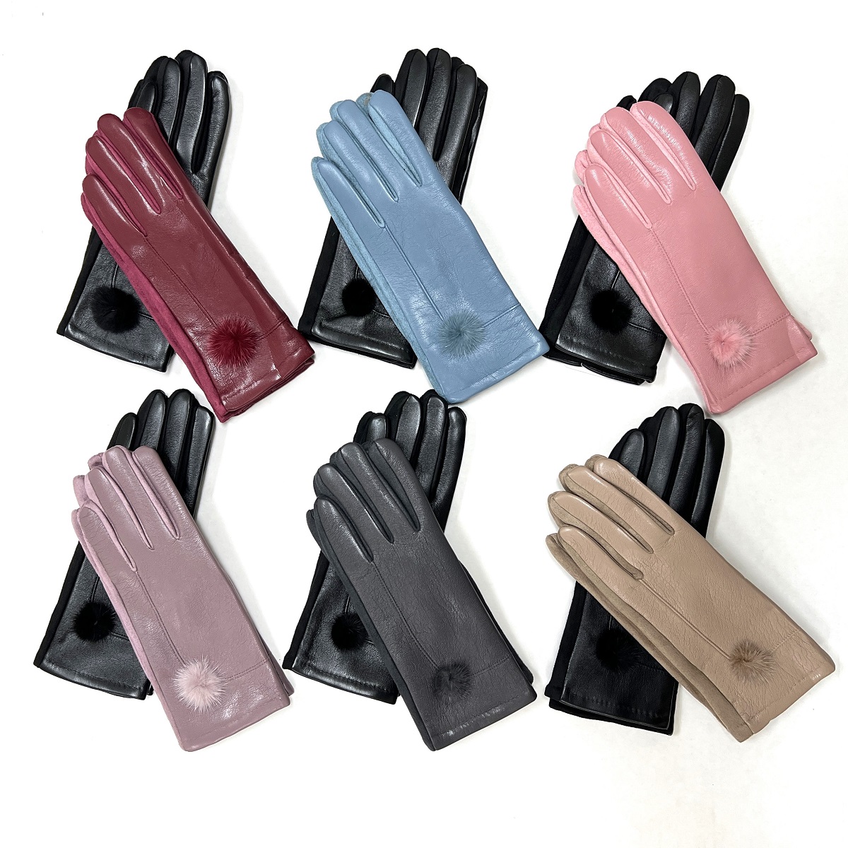 Women\'s Touch Screen PU Leather Gloves NY178 (7 Colors 1 DZ)