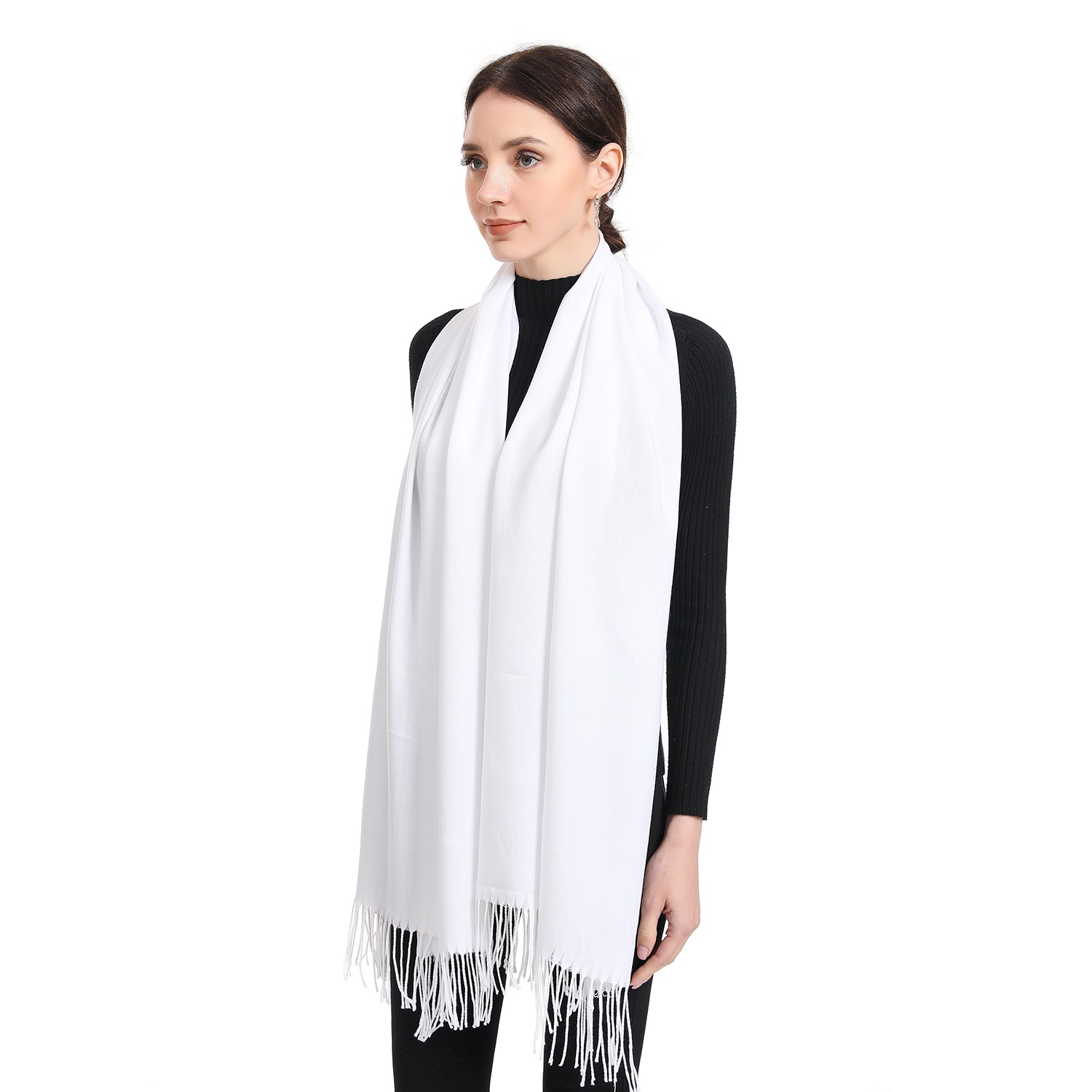 Premium Event Solid Pashmina NY7733 White