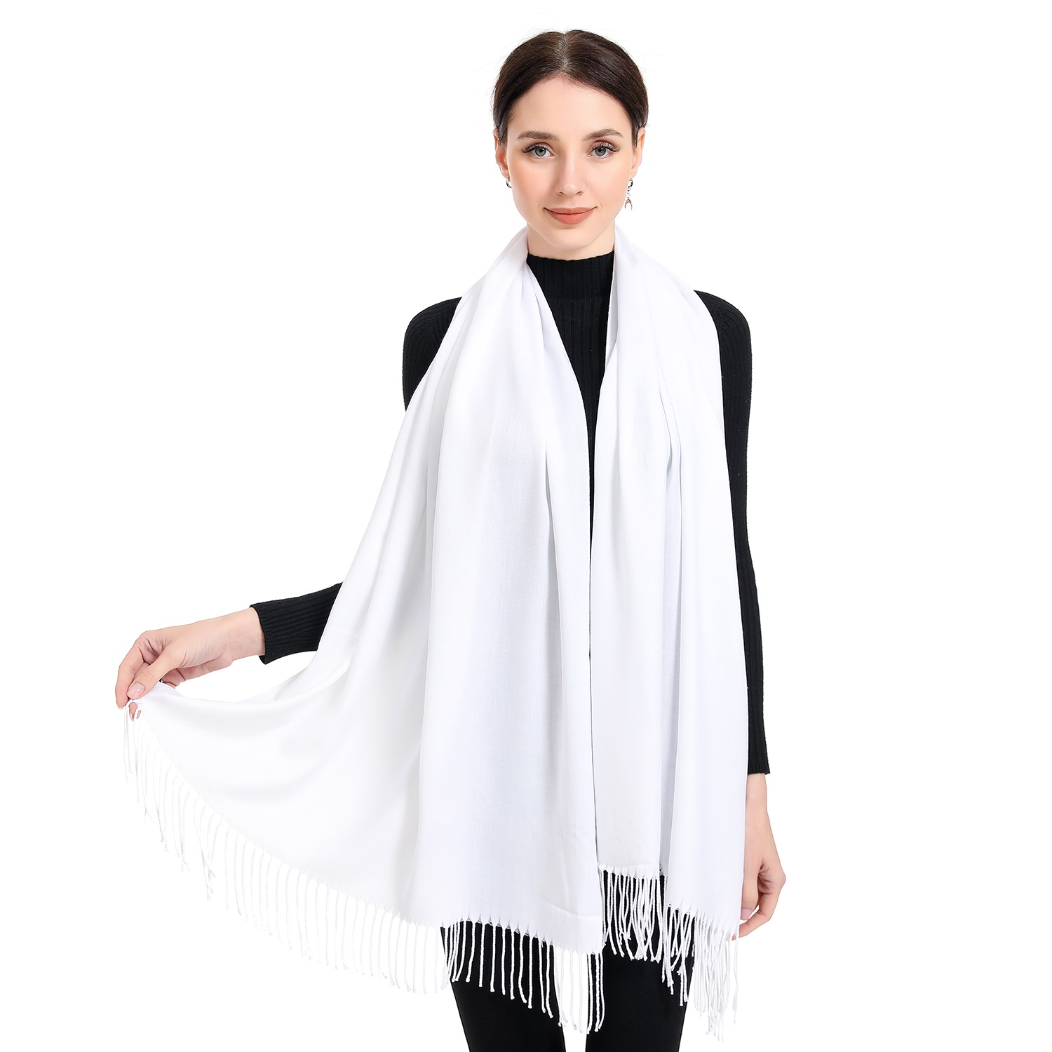 Premium Event Solid Pashmina NY7733 White