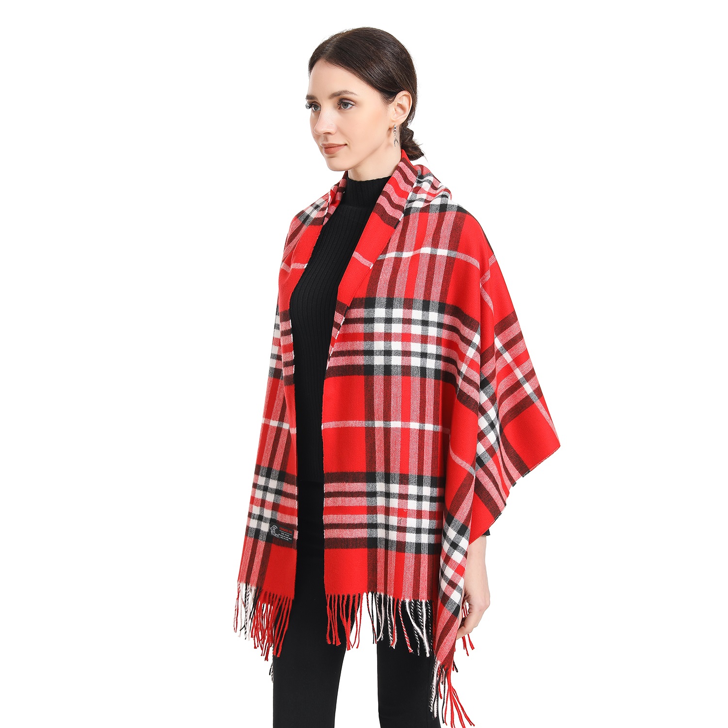Giant Check Shawl AZ07-1 Color: Red