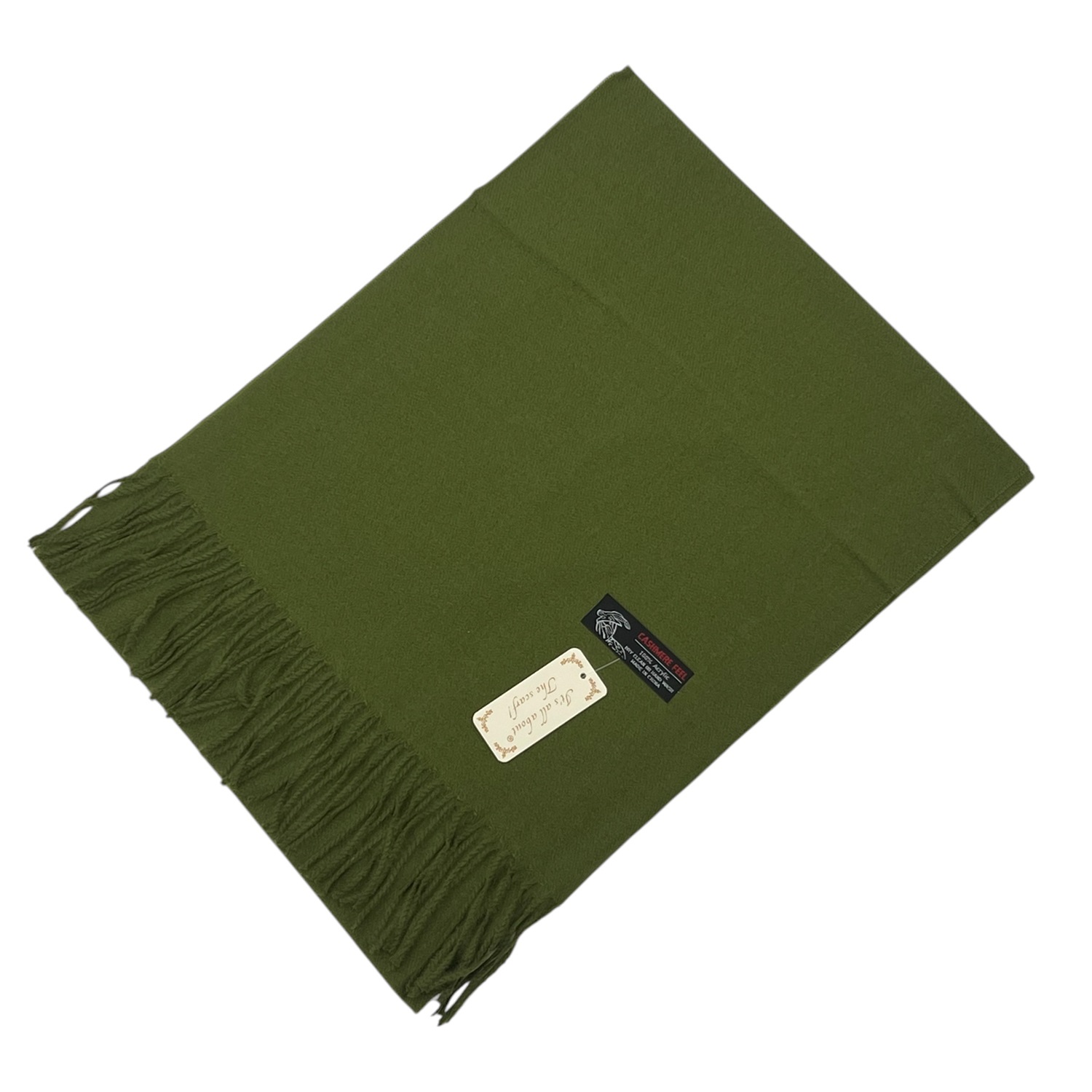 Cashmere Feel Scarf Color: Dark Olive Green 19-49