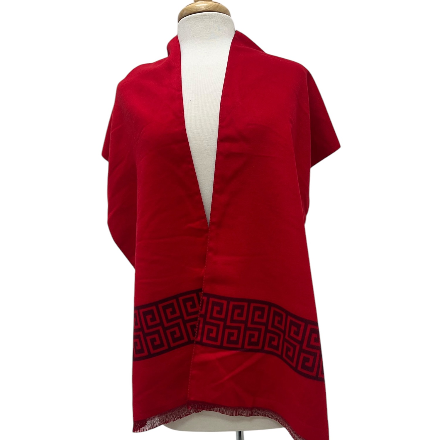 NY227 Reversible Cashmerer Feel Red Scarf with Holiday Design