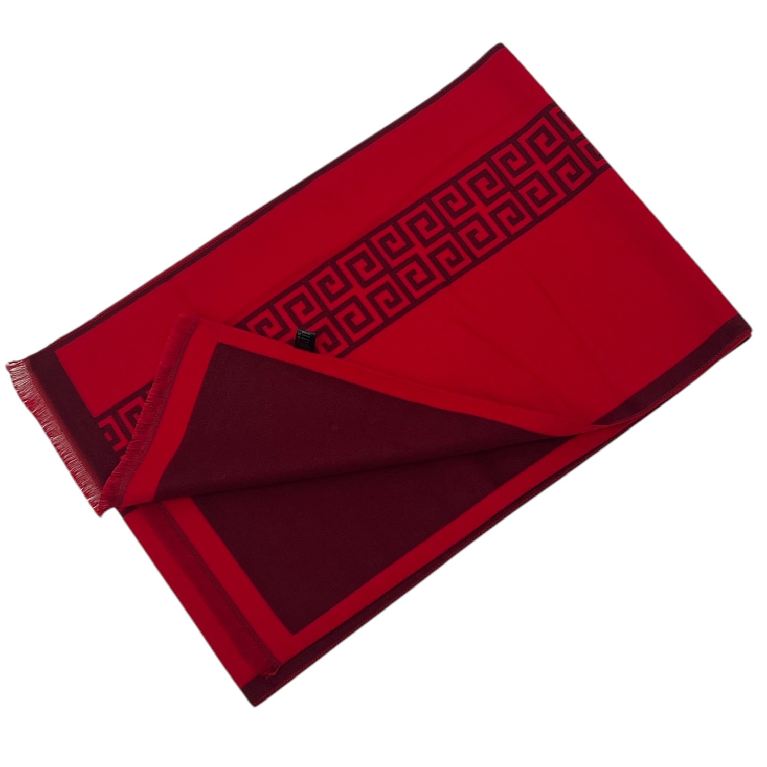 NY228 Reversible Cashmere Feel Red Scarf with Holiday Design