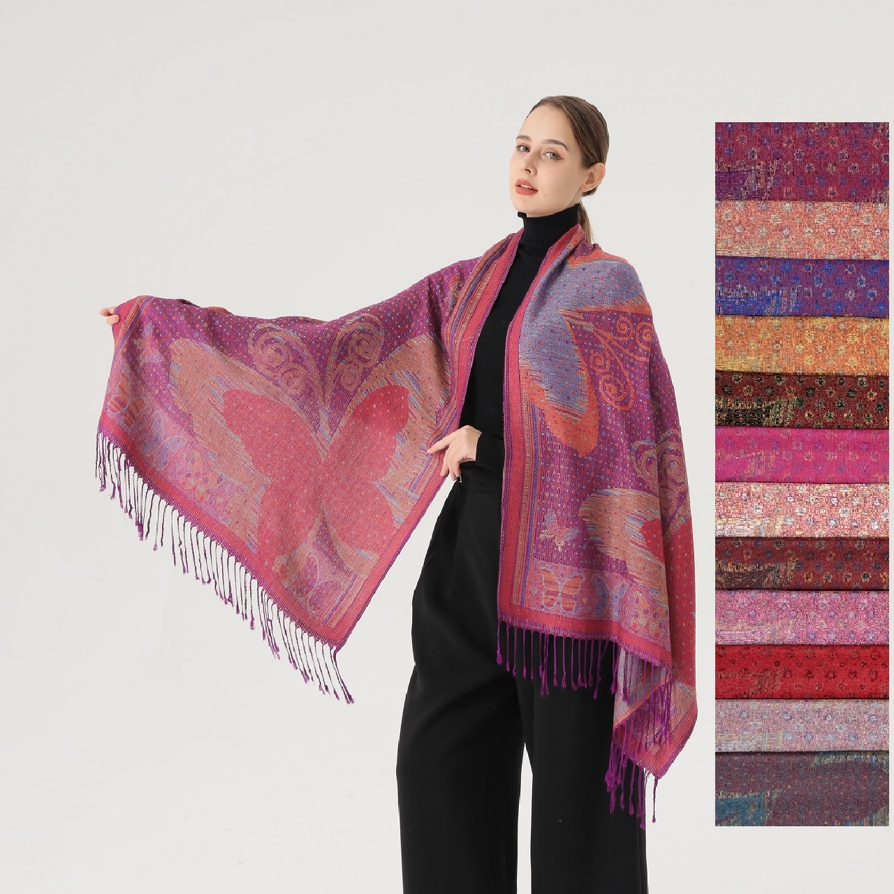 Stylish Butterfly Pashmina SF23121 (12 COLORS, 1DZ)