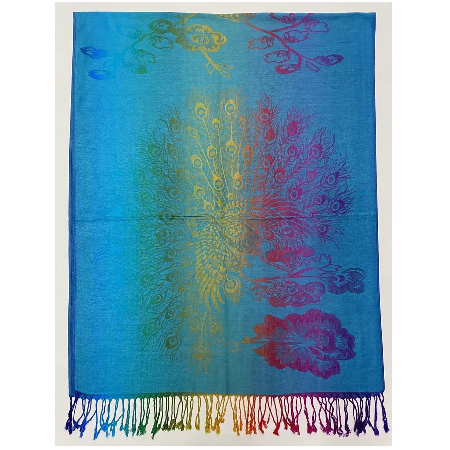 Rainbow Peacock Floral Pashmina F23153 ( 12 Colors 1DZ)