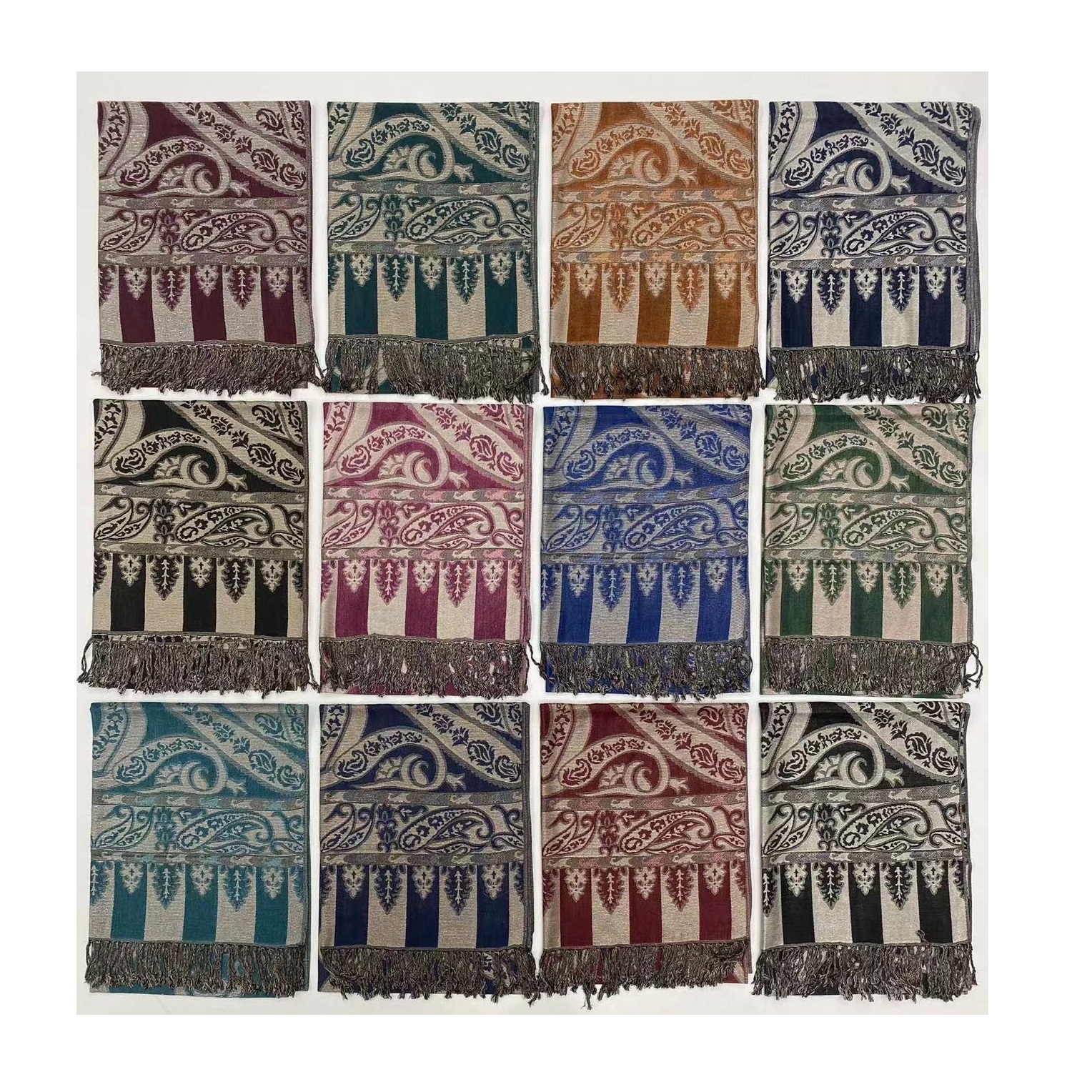 Metallic Paisley Floral Pashmina SF23161 (12colors, 1DZ)