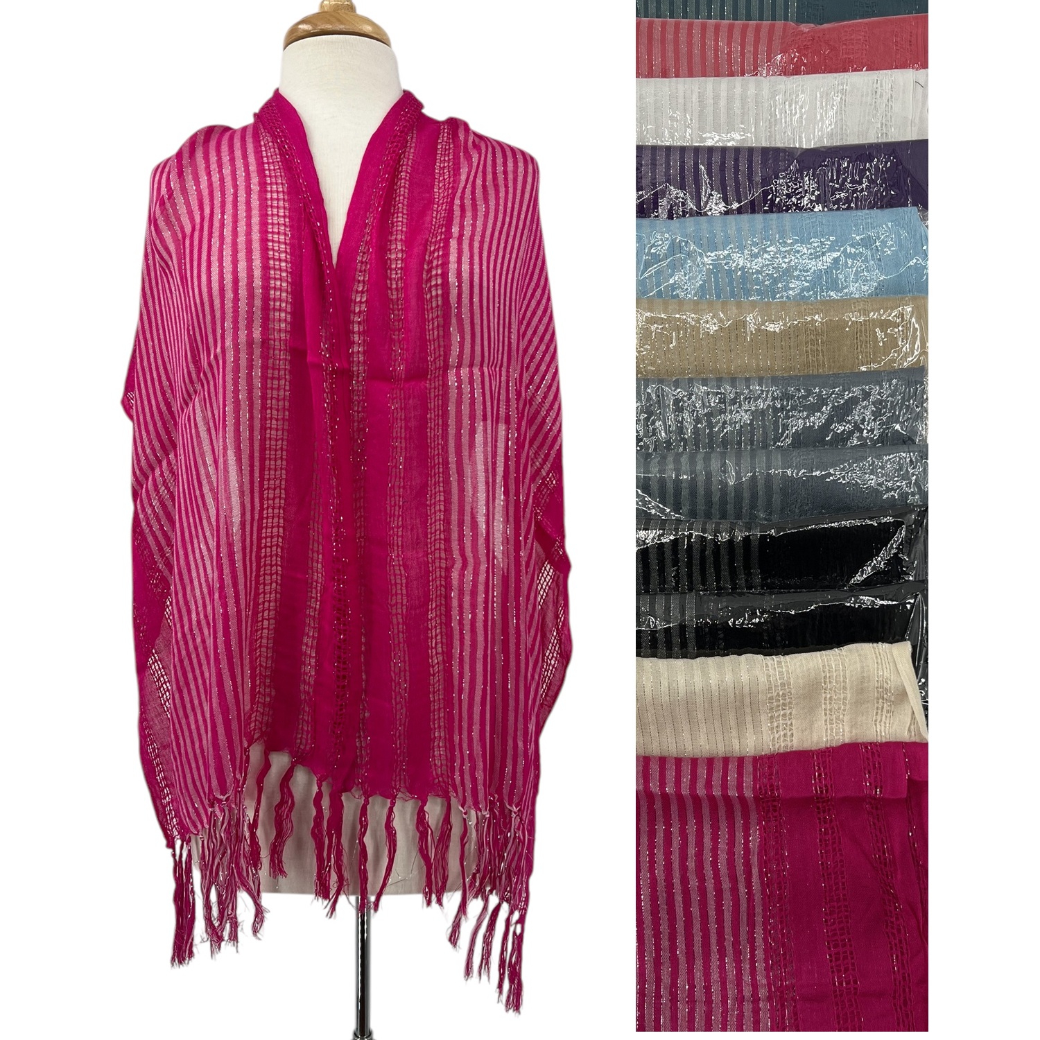 Metallic Threads Scarf JB045 (9Colors , 1Doz)