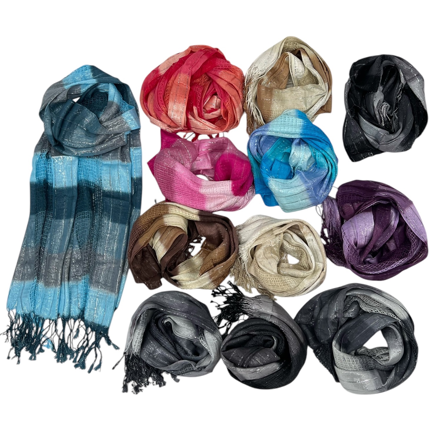 Gradient Netting Scarf NYJB052 ( 10COLORS, 1DZ)