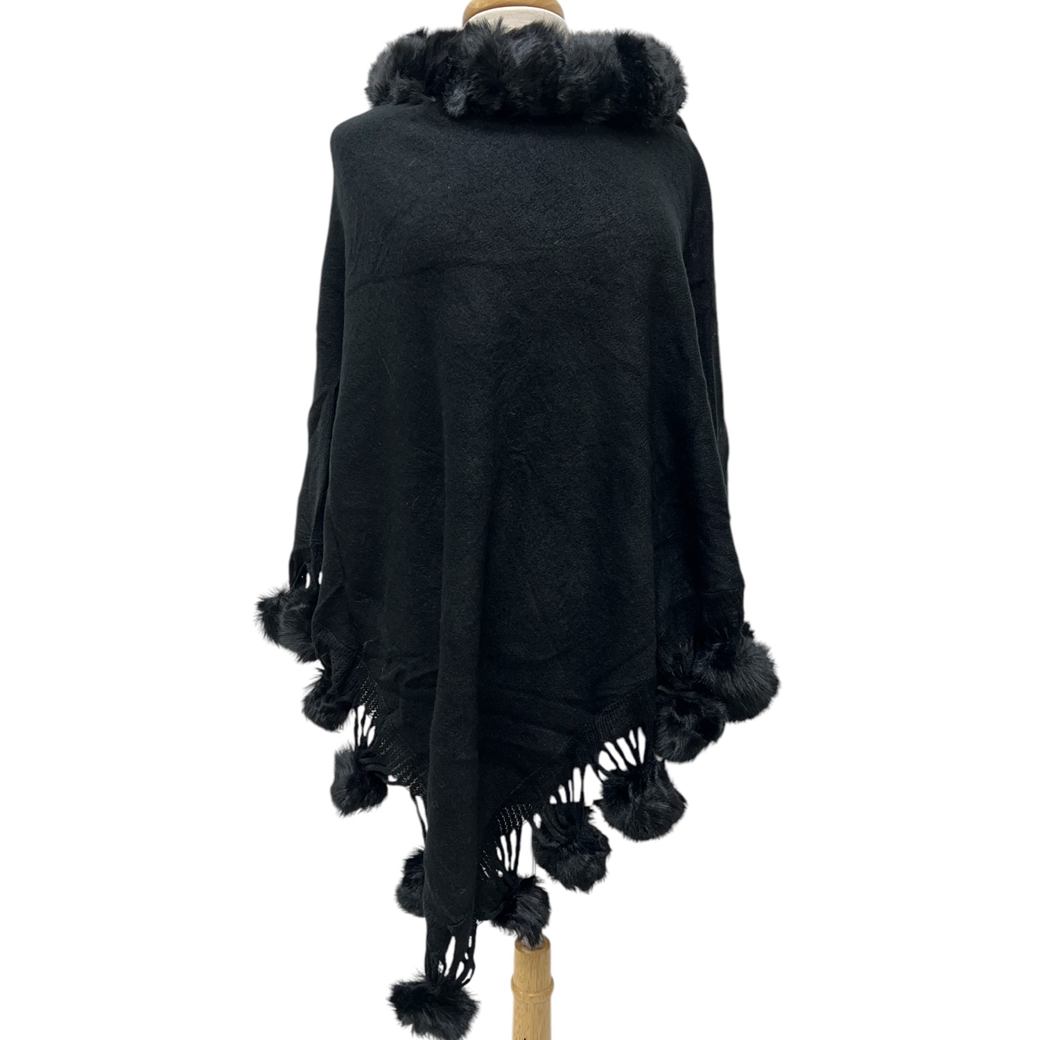 Faux Fur Poncho Cape NYJB-604 Black